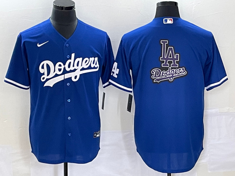 Men's Los Angeles Dodgers Blue Team Big Logo Cool Base Stitched Baseball Jersey